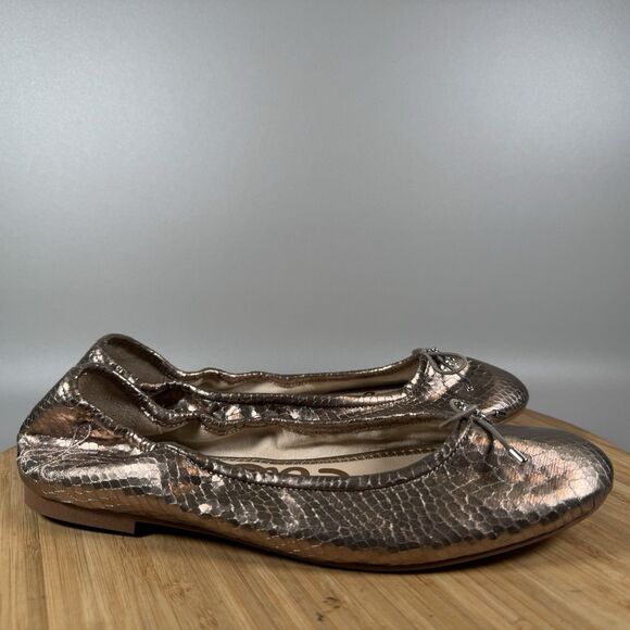 Sam Edelman Women Felicia Ballet Pewter Leather Flats Sz 7.5 M NEW - Picture 1 of 6